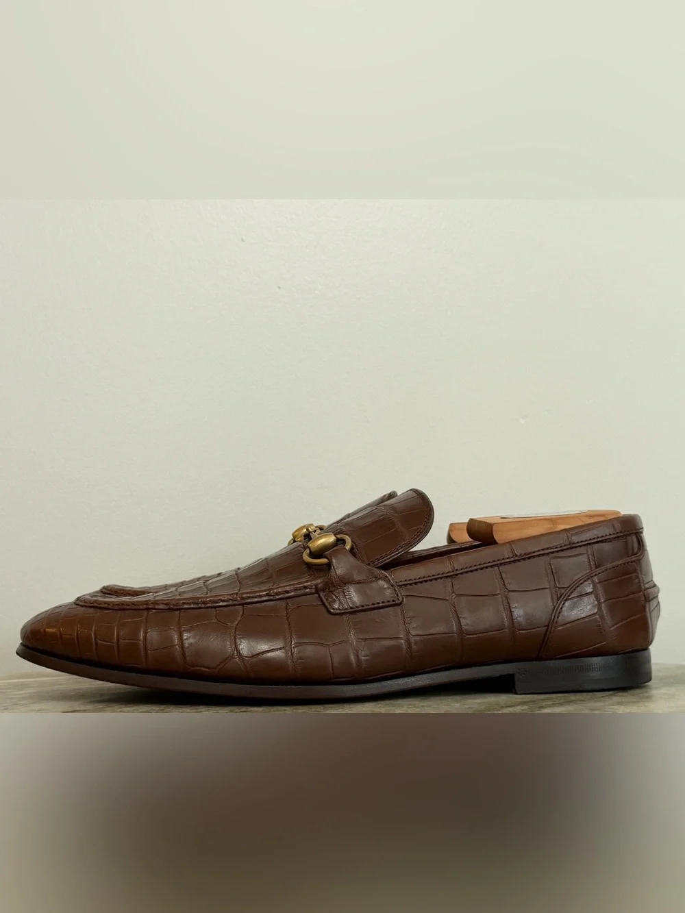 GUCCI JORDAAN CROCODILE LOAFERS BROWN HORSEBIT 1953 9 /  9.5 US  $4500 ALLIGATOR
